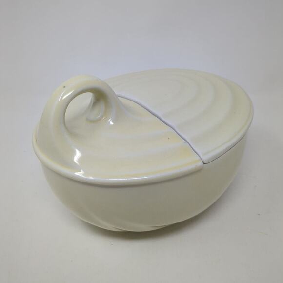 Vintage Hall Kitchenware Loop Handled Leftover Dish w/Lid UV Reactive Glaze - Picture 2 of 7